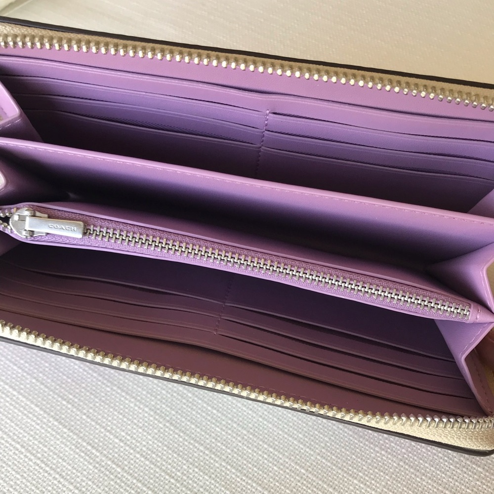 Coach Long Zip Around Wallet Purple Floral Print, Coated Canvas / Leather CBN95 - Picture 6 of 16